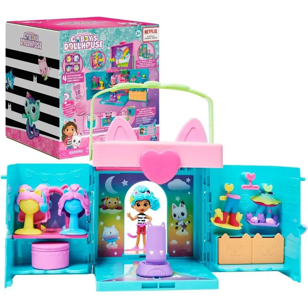 Gabby’s Dollhouse Dress-Up Closet Portable Playset with a Gabby Doll.